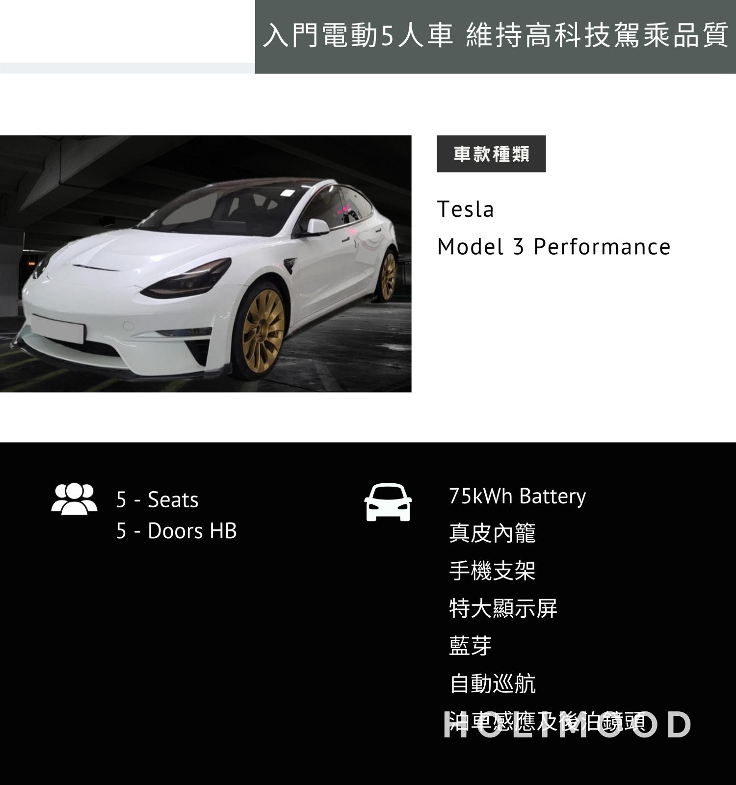 Flying Auto Hong Kong Tesla Model 3 Performance - 入門電動5人車 (日租) 2
